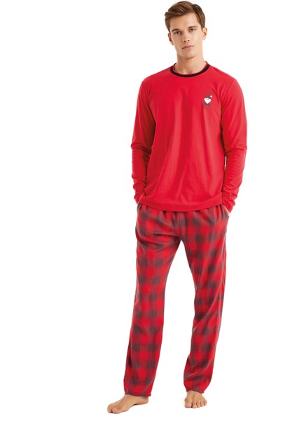 Erkek Pijama Takımı 40591 - Kırmızı