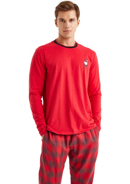 Erkek Pijama Takımı 40591 - Kırmızı