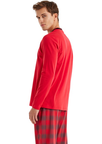 Erkek Pijama Takımı 40591 - Kırmızı