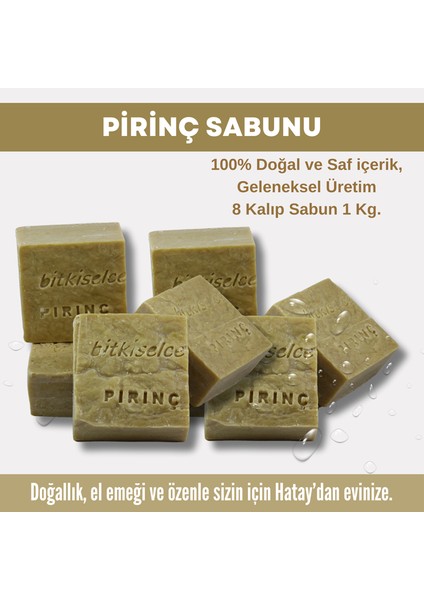 Saf ve Doğal İçeriklerle Pirinç Sabunu 950 gr x 8 Kalıp