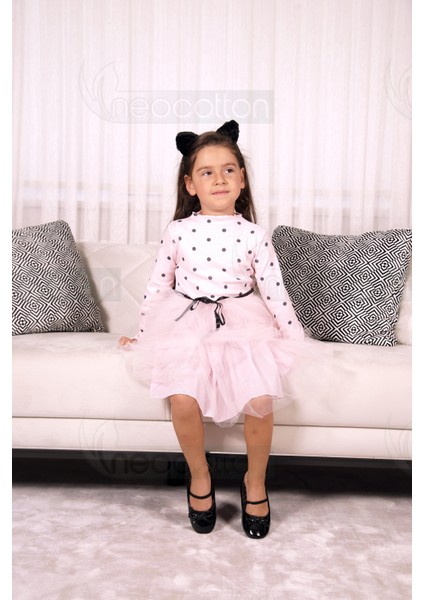 Kız Bebek Çocuk Puantiyeli Esnek Likralı Kabarık Tütü Elbise modelleri