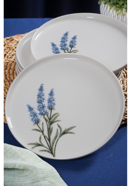 Lavanta 6 Parça Porselen Pasta Tabağı