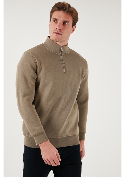 Pamuklu Regular Fit Yarım Fermuarlı Dik Yaka Sweat Erkek Sweat 59052592 indirimleri