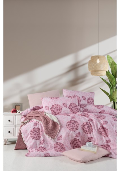 Lastikli Çarşaflı Tek Kişilik Nevresim Takımı Elegant Pink