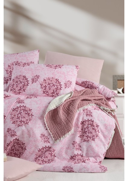 Lastikli Çarşaflı Tek Kişilik Nevresim Takımı Elegant Pink