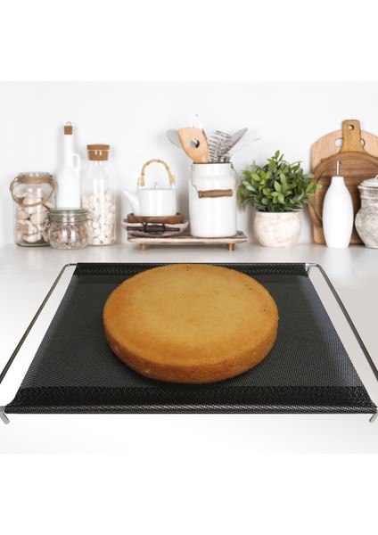 Nostik Ayaklı Yapışmaz Fırın Rafı Siyah