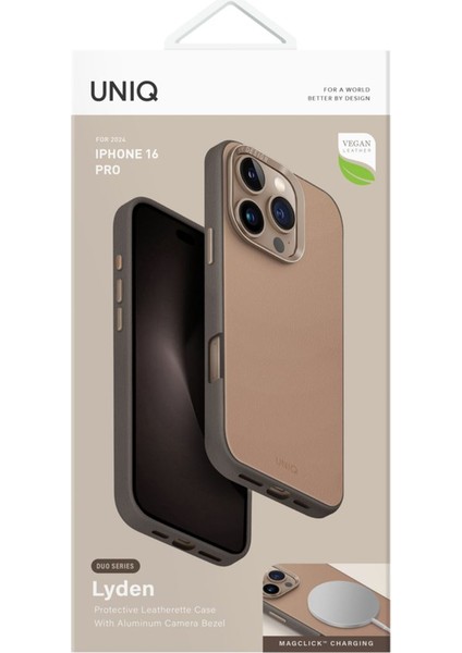 Apple iPhone 16 Pro Uyumlu Kılıf Lyden Ds Dualtone Serisi Vegan Deri Kaplama Magsafe Özellikli (Magclick™)