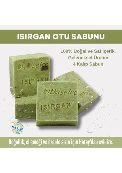 Saf ve Doğal İçeriklerle Isırgan Otu Sabunu 450 gr x 4 Kalıp