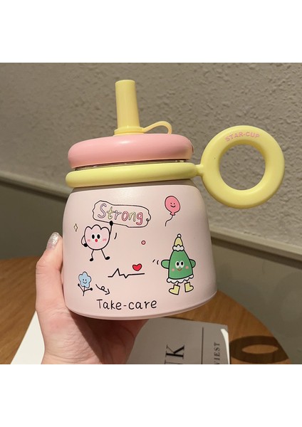 700ML Yeni Dopamin Karikatür Vakum Bardak Vakum Kalınlaşmış Çocuk Pipetli Bardak 316 Paslanmaz Çelik Karikatür Göbek Kupası (Yurt Dışından)