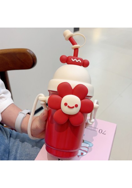 700 ml Internet Ünlü Karikatür Vakum Pipetli Vakum Bardak 316 Paslanmaz Çelik Süt Çay Bardağı Yüksek Görünümlü Çiçek Su Kulplu Bardak (Yurt Dışından)
