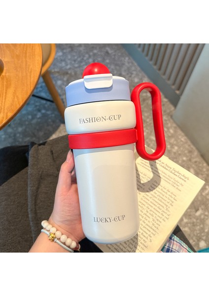 900 ml Yeni Büyük Kapasiteli Termos Bardak, Yüksek Görünümlü Çift Içimli Kahve Fincanı, Taşınabilir Basit Dopamin Eşlik Eden Kahve Fincanı (Yurt Dışından)