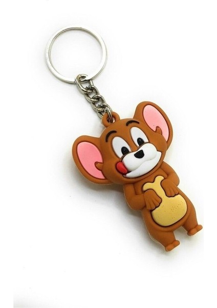 2 Li Tom ve Jerry Kaykaylı 3D Silikon Çift Anahtarlık Hediye Sevgili Anahtarlığı Çanta Süsü fırsatları