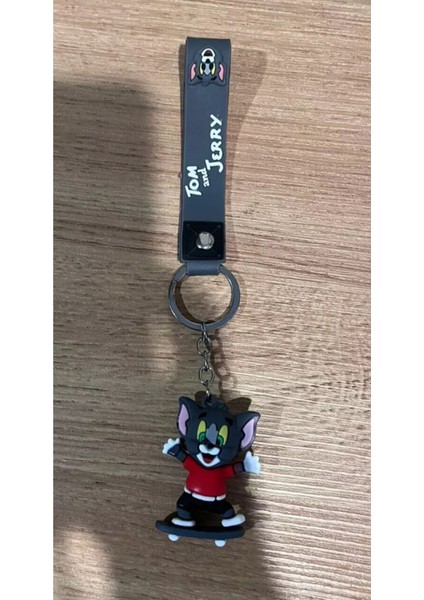 2 Li Tom ve Jerry Kaykaylı 3D Silikon Çift Anahtarlık Hediye Sevgili Anahtarlığı Çanta Süsü indirimleri