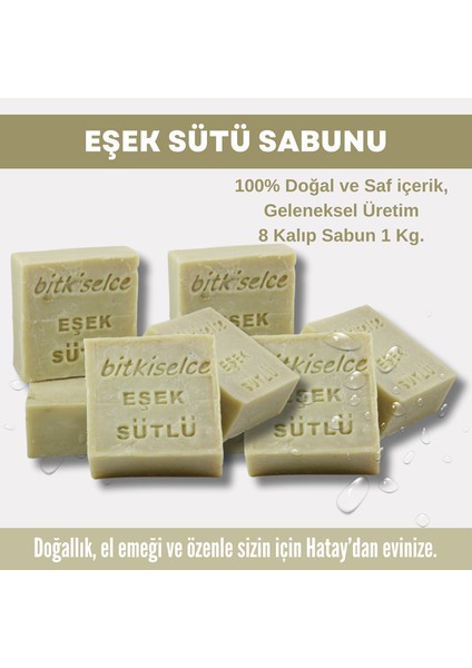 Saf ve Doğal İçeriklerle Eşek Sütü Sabunu 950 gr x 8 Kalıp