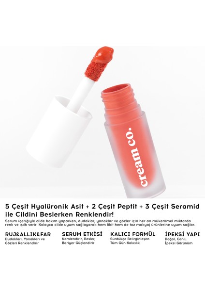 Glow Tint Warm Peach 503 | Allık Ruj Göz Farı Makyaj Nemlendirici | Şeftali | Hyaluronik Asit Peptit