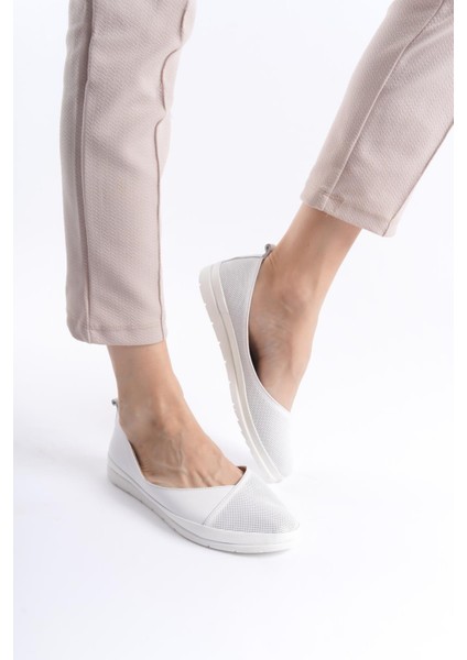 Kadın Deri Babet Yuvarlak Burun Düz Taban Rahat Günlük Babet