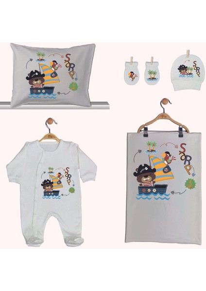 Isme Özel Organik Baskılı %100 Pamuk Tulum, Battaniye ve Yastık Kılıfı Hastane Çıkışı