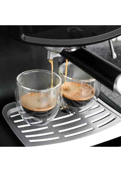 2 Adet - Çift Cidarlı Şeffaf Espresso Cam Bardak 250ML Ofis Ev Kahve