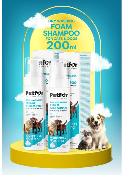 Kedi ve Köpekler Için Kuru Şampuan 200 ml X2 Adet