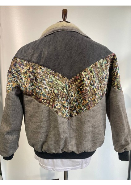 Vintage Oversize Retro Etnik Desenli Kürklü Ceket Ardg4