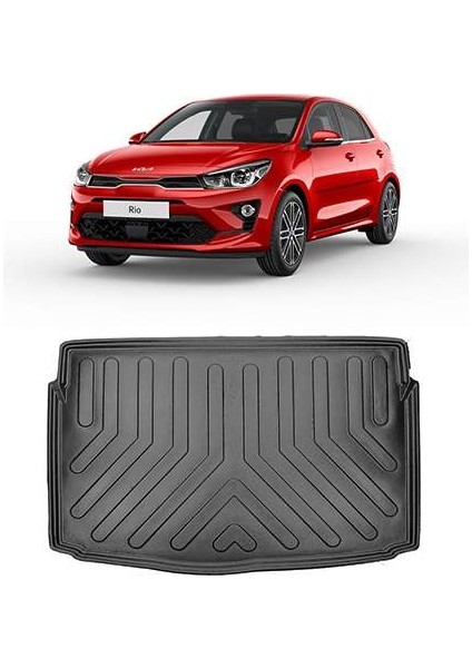 Kia Rio HB 2021 Sonrası Yeni Rizline Kia Logolu Araçlar İçin 3D Bagaj Havuzu Siyah