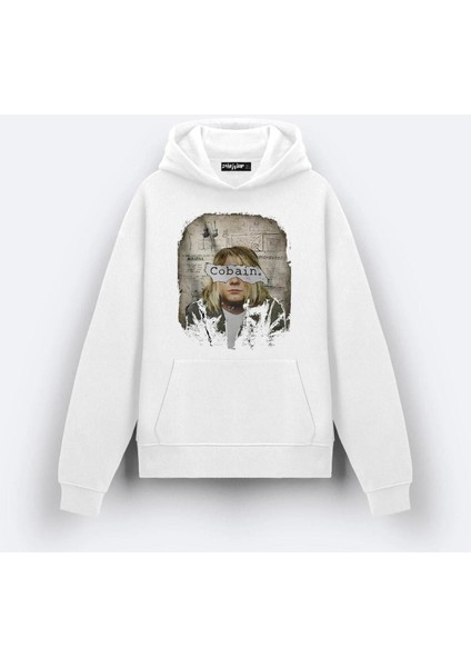 Paper Nirvana Kurt Cobain T Tasarım Baskılı Kapşonlu Sweatshirt