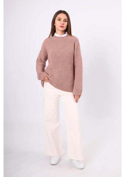 Nikita Selanik Örgü Rahat Kesim Kadin Triko Kazak - Pudra