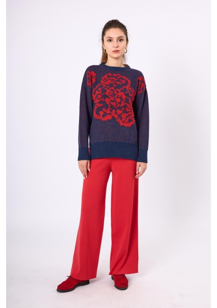 Sally Jakarlı Kadın Triko Kazak - Lacivert