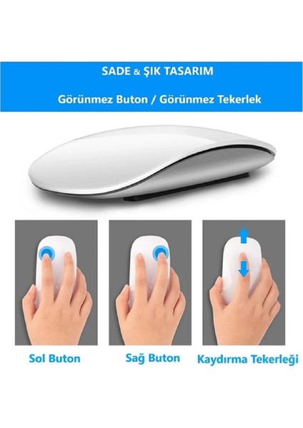 Touch Bluetooth Mouse Tablet, Telefon, Bilgisayar ile Uyumlu