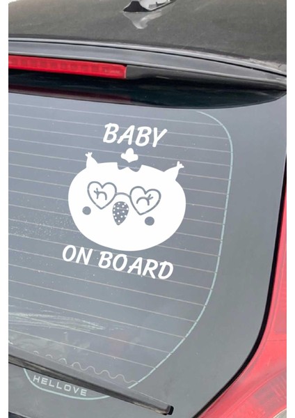 Baby On Board Arabada Bebek Var Sevimli Beyaz Oto Cam Sticker Hayvan Figürlü Ikaz Uyarı Yazısı modelleri