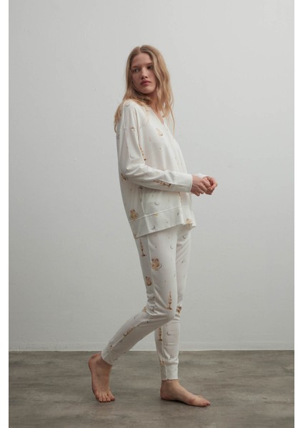 Kadın Pamuklu Uzun Kollu Pijama Takımı