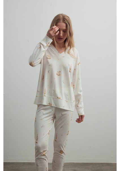 Kadın Pamuklu Uzun Kollu Pijama Takımı