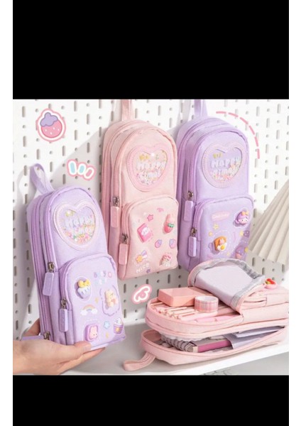 3 Katmanlı 6 Cepli Büyük Kapasiteli Okul Çantası Şeklinde Kalem Kutusu Kalemlik modelleri