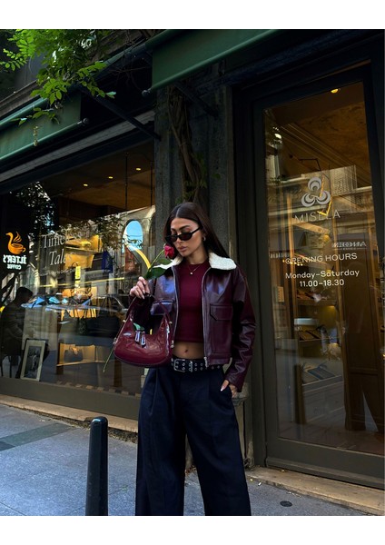 Leona Yaka Peluş Detay Ceket 2596 modelleri