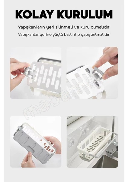 3lü Yapışkanlı Dolap Içi Düzenleyici Mutfak Banyo Lavabo Hazneli Organizer Bulaşıklık Sabunluk Seti fiyatları