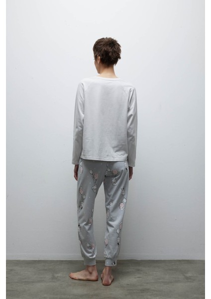 Kadın Pamuklu Reglan Kollu Uzun Pijama Takımı
