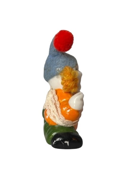 Kumaş Dantelli Kostümlü Saçlı Porselen Palyaço Biblosu modelleri