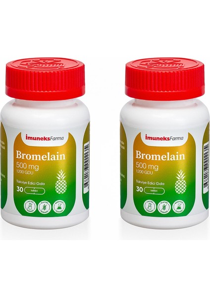 Bromelain 500 Mg Takviye Edici Gıda 30 Tablet x 2 Adet