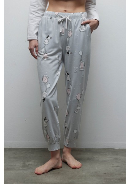 Kadın Pamuklu Cepli Uzun Pijama Altı