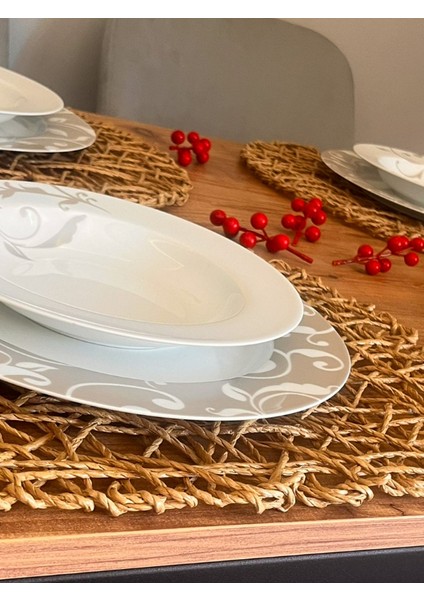 El Yapımı Oval Doğal Kağıt Ip Supla 2 Adet - 45 x 35 cm fırsatları