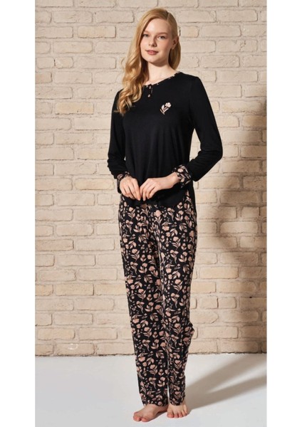 1774 Siyah Kadın Pijama Takımı