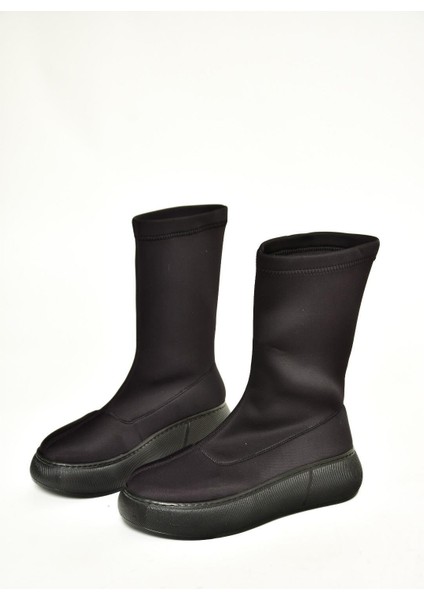 T811230904 Siyah Kumaş Kalın Tabanlı Kadın Bot indirimleri