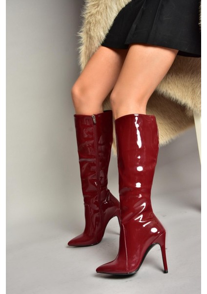 N372530108 Bordo Rugan Ince Topuklu Sivri Burun Kadın Çizme modelleri