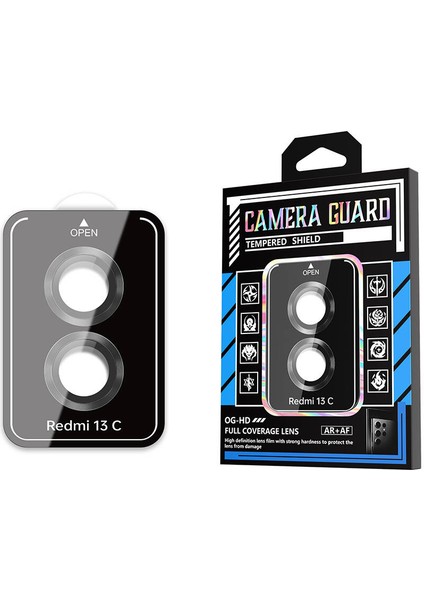 Xiaomi Redmi 13C Zore Kamera Lens Koruyucu Cam Filmi-Siyah