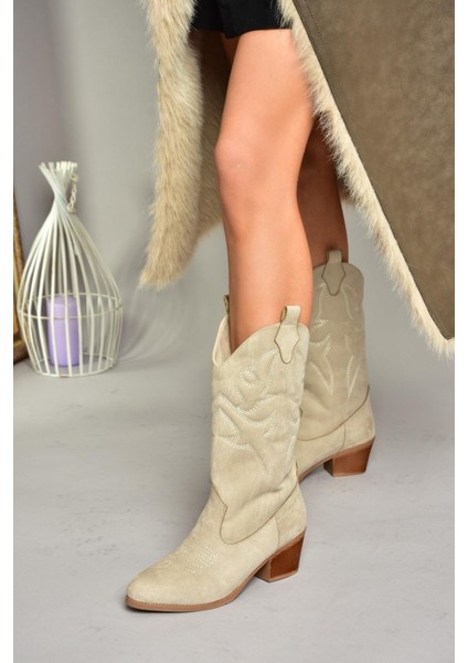 T820088702 Ten Süet Kovboy Model Kadın Çizme modelleri