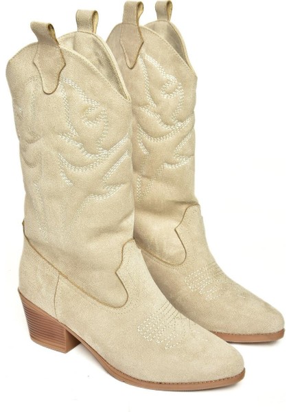 T820088702 Ten Süet Kovboy Model Kadın Çizme indirimleri