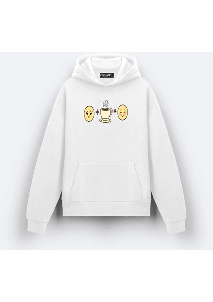 Kahve Emoji Kahve Severler Tasarım Baskılı Kapşonlu Sweatshirt