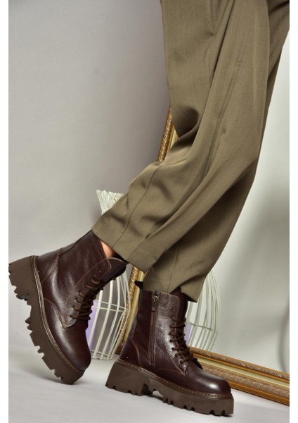 T380170003 Kahverengi Kalın Tabanlı Kadın Bot fiyatları