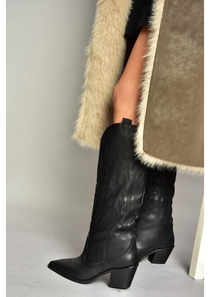 T267765209 Siyah Kovboy Model Kadın Çizme fiyatları