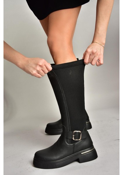 T996332009 Siyah Dalgıç Kumaş Klasik Çizme